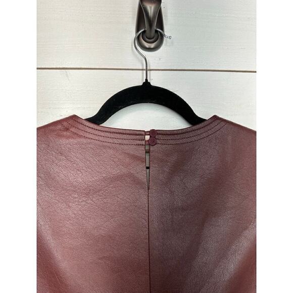 NWT BCBG Maxazria Small Maroon Sheridan Faux Leather Sleeveless Mini Dress - Picture 6 of 11